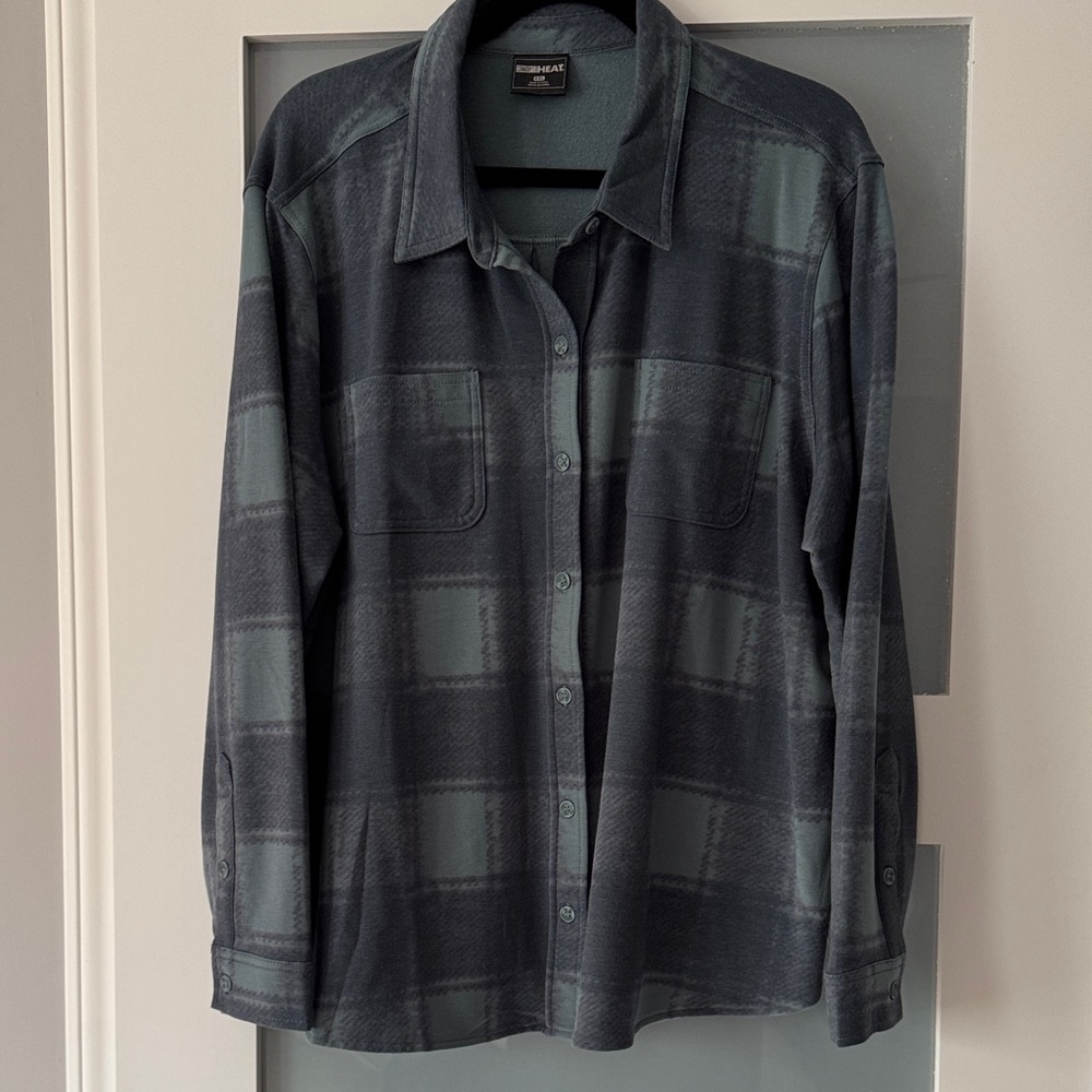 32 Degrees Plaid Women’s Button-Up Shirt - Teal and Dark green